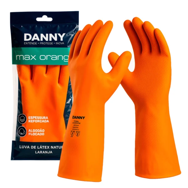 Luva Látex Espessura Reforçada Max Orange Unidade CA 11286 - Danny