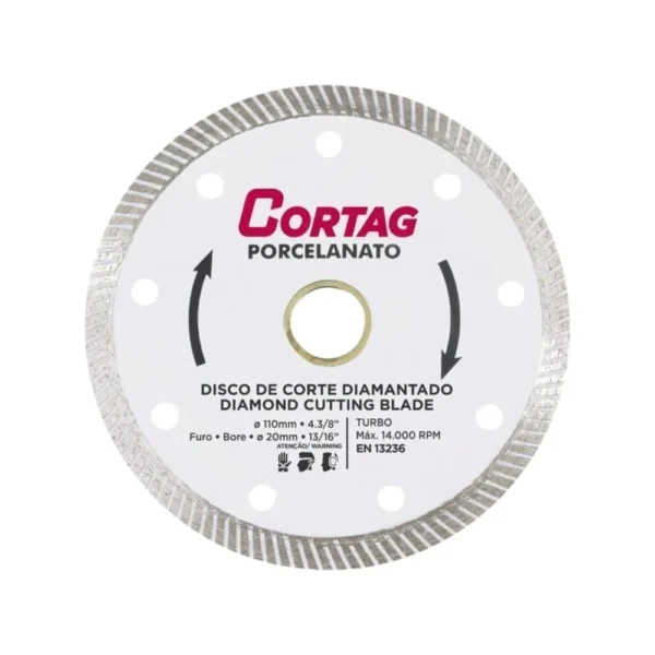 Disco De Corte Diamantado Porcelanato Turbo 110mm - Cortag