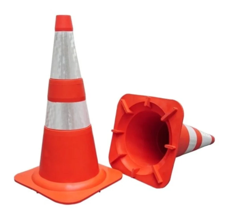 Cone De Sinalização PVC Flexível C/ Faixa Refletiva 75cm LR – kteli