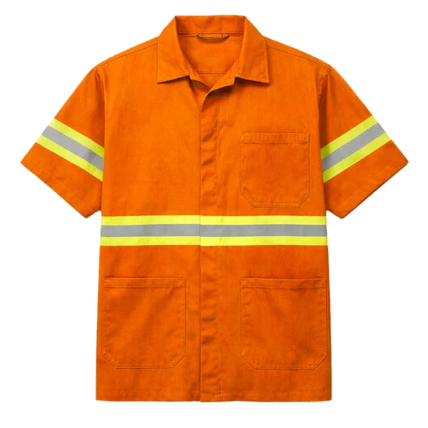 Jaleco Manga Curta Laranja Refletivo Uniforme