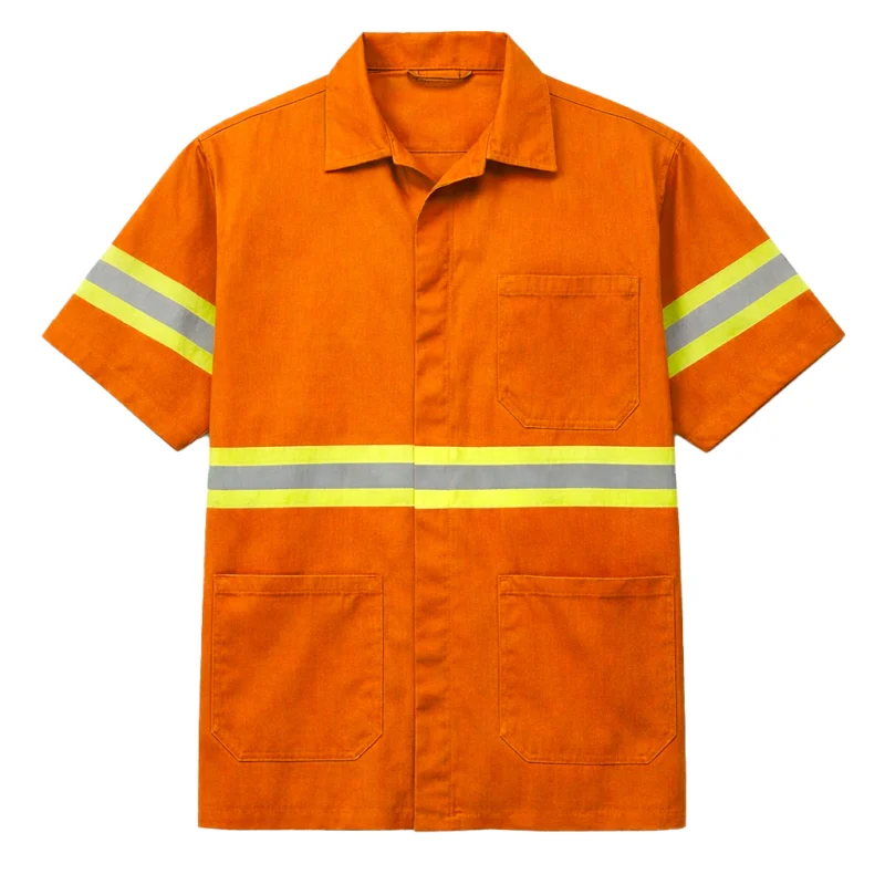Jaleco Manga Curta Laranja Refletivo Uniforme