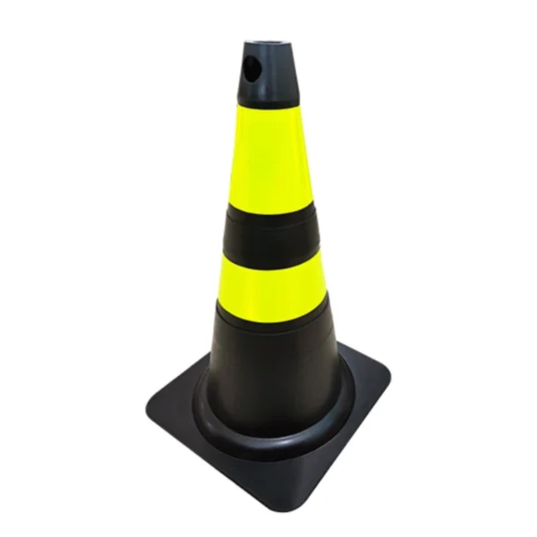 Cone Flexivel Preto 50cm PLT2 Refletivo - Plastcor