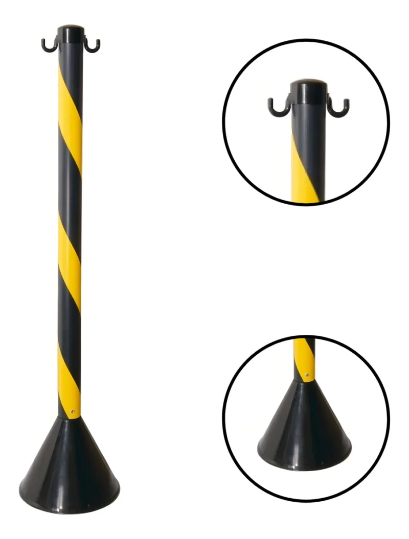 Pedestal De Sinalização Zebrado Preto/Amarelo – Kteli