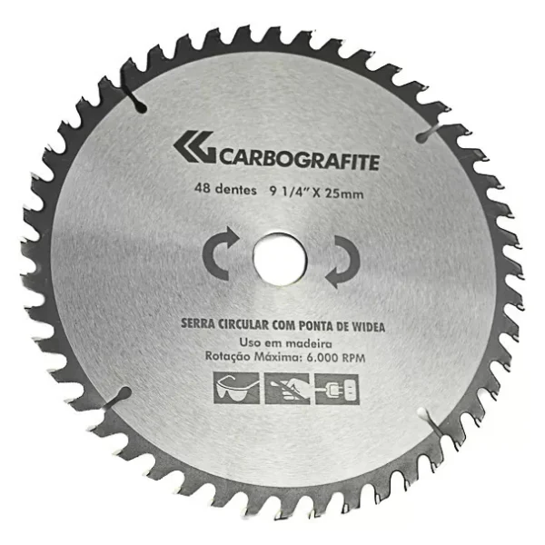 Serra Circular Para Madeira 9 1/4x25mm 48 Dentes - Carbografite