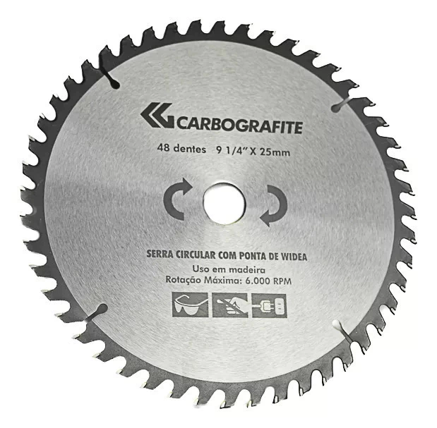 Serra Circular Para Madeira 9 1/4x25mm 48 Dentes – Carbografite