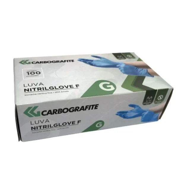 Luva Nitrilica Nitrilglove F 100 Unidades CA 50977 - Carbografite