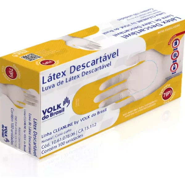 Luva De Látex Descartável Branca CA 15112 - Volk