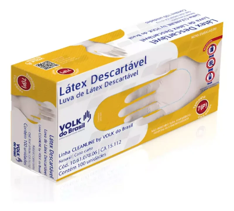 Luva De Látex Descartável Branca CA 15112 – Volk