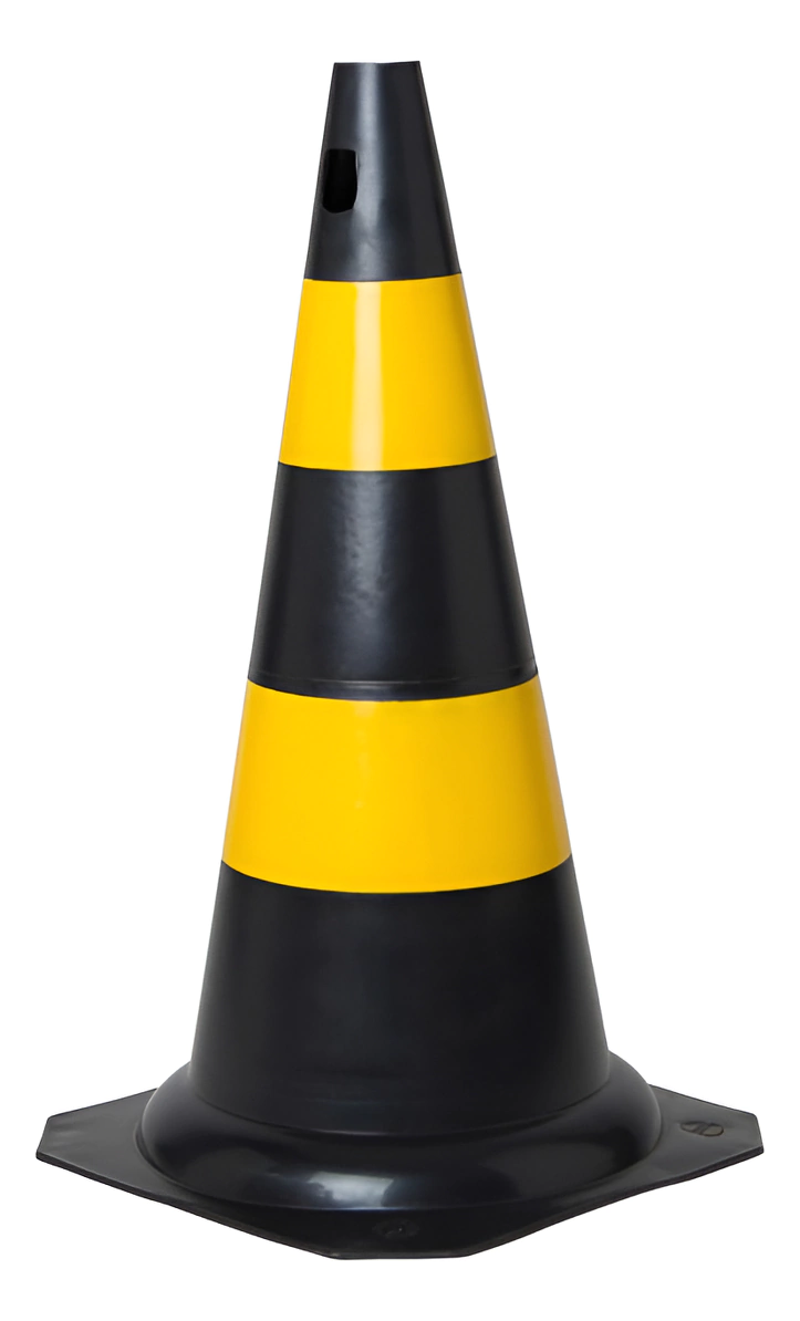 Cone Preto e Amarelo 75cm PLT – Plastcor