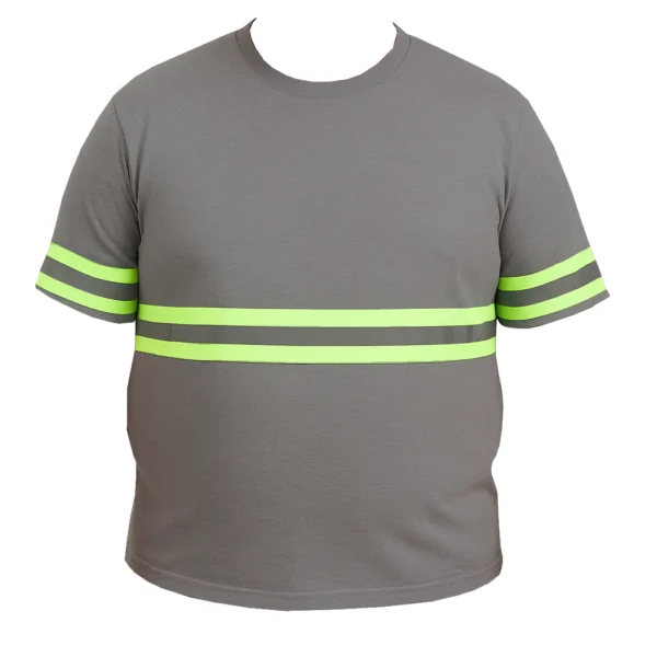 Camiseta Plus Size Confort Borg Cinza Manga Curta c/ Refletivo - Uniforme