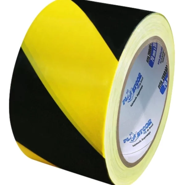 Fita Zebrada 200m Preto/Amarelo - Plastcor
