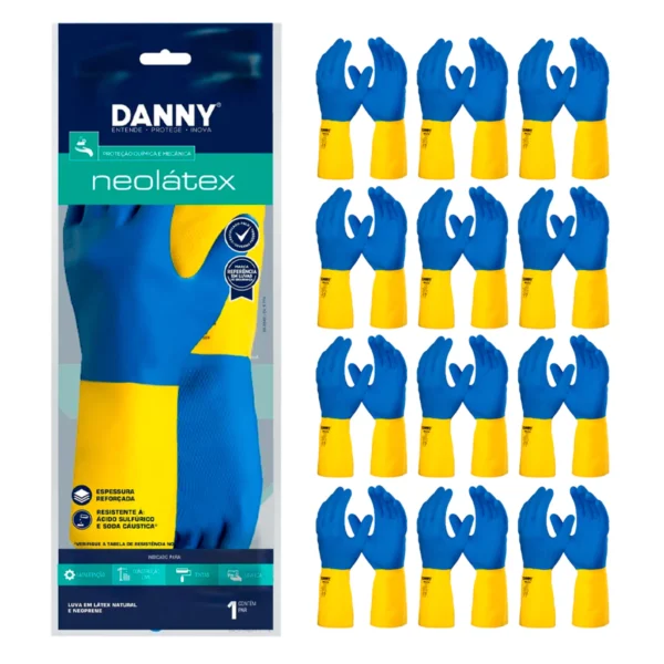 Luva Neoprene Neolátex CA 5774 Kit 12 Pares - Danny
