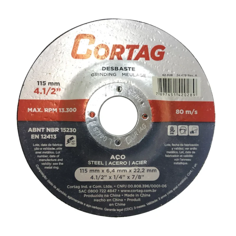Disco De Desbaste 115mm 62.028 80m/s – Cortag