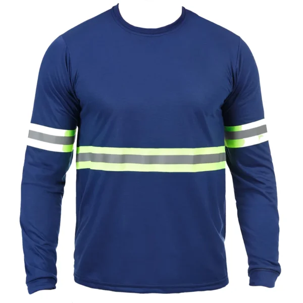 Camiseta Azul Marinho Refletivo Manga Longa Plus Size Uniforme