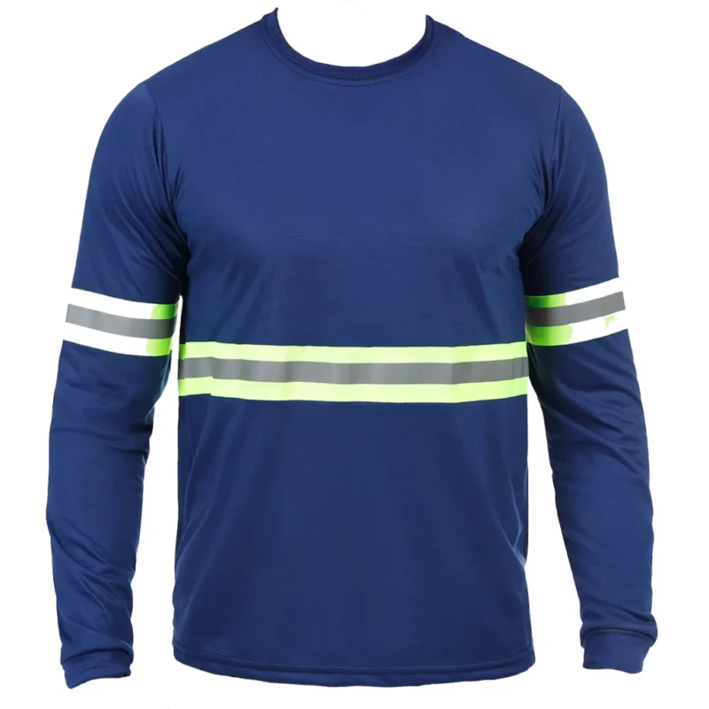 Camiseta Azul Marinho Refletivo Manga Longa Plus Size Uniforme