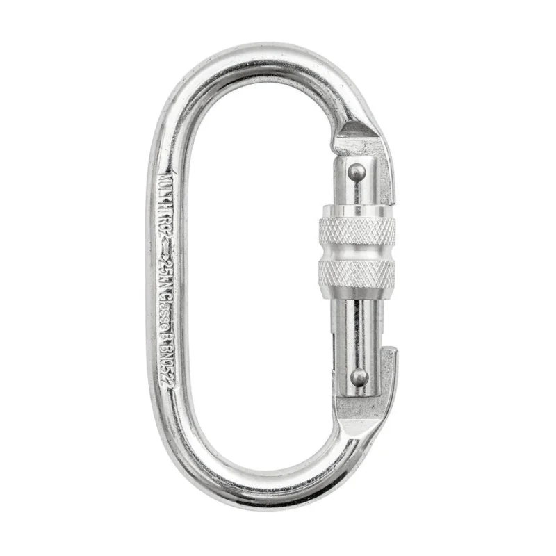 Mosquetão Oval Rosca em Aço – Mg Cinto
