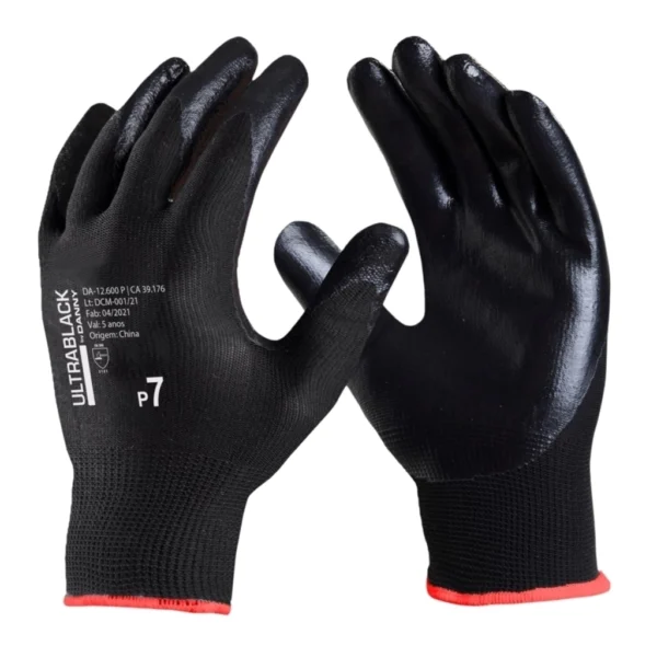 Luva Nylon Com Banho Nitrílico Ultrablack Unidade CA 39176 - Danny