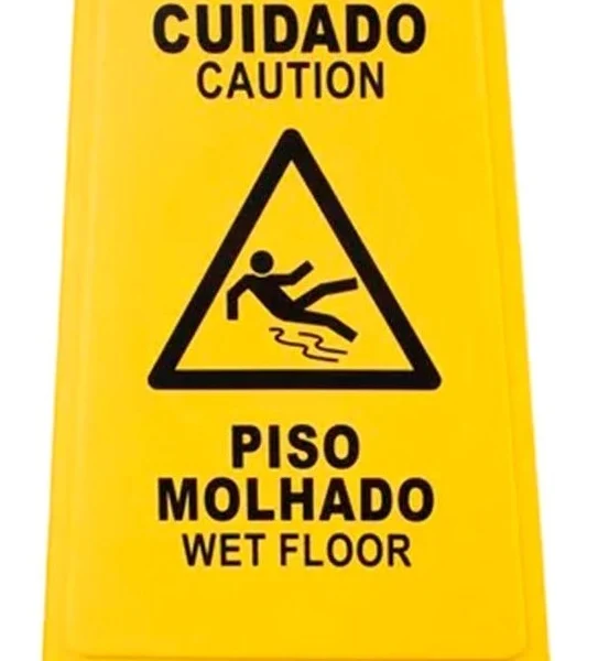Cavalete Duplo Amarelo 61 x 30 Cuidado Piso Molhado - Plastcor