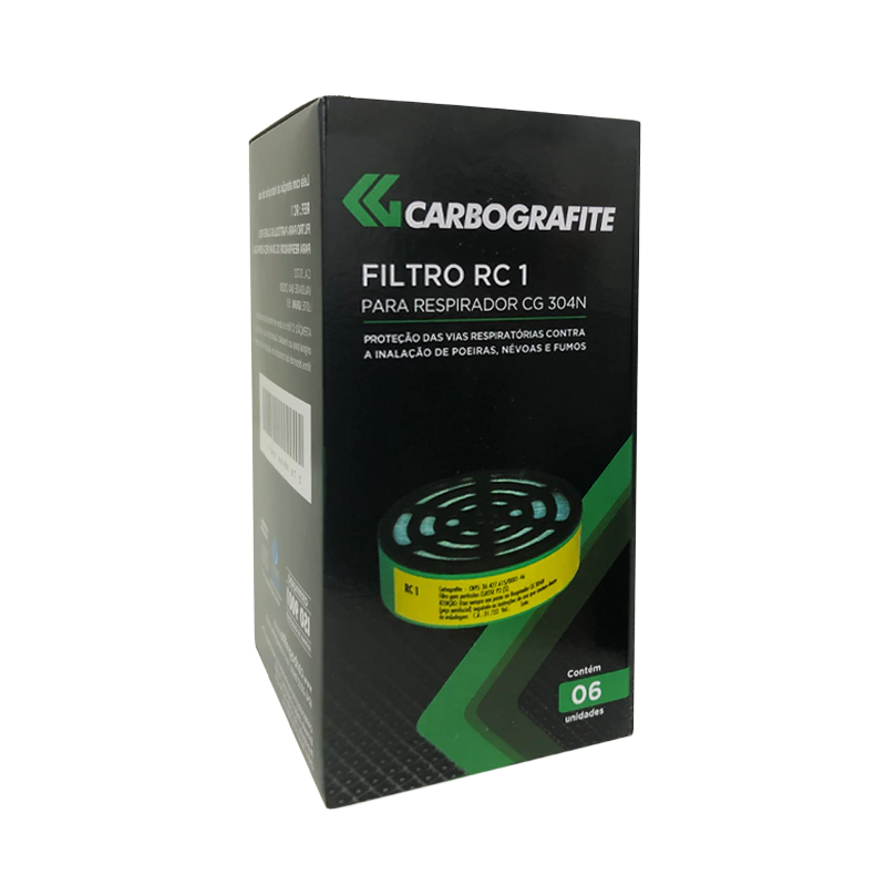Filtro RC 1 p/ respirador Cg 304n Kit 06 Unidades – Carbografite