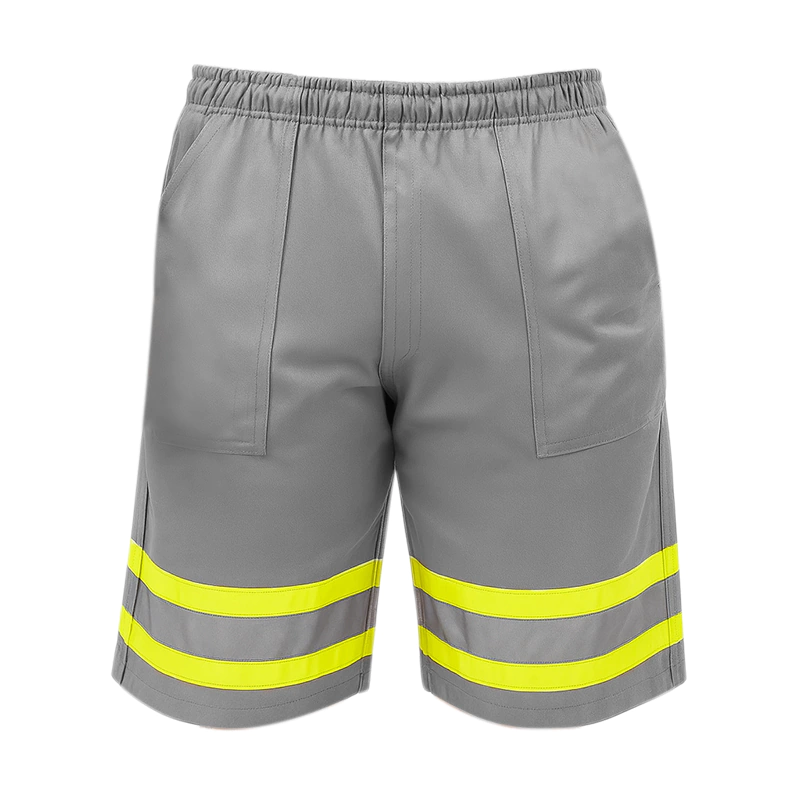 Bermuda Plus Size Cinza Elástico Total Faixa Refletiva – Uniforme
