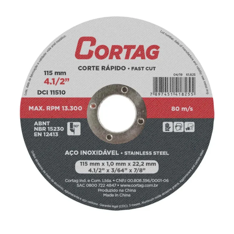 Disco Corte Rápido Inox 115mm – Cortag