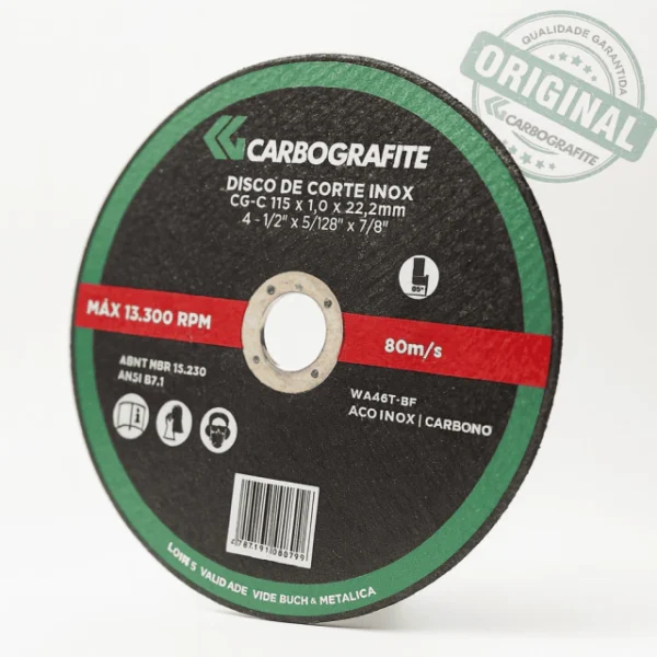 Disco De Corte Inox CG-C 115 x 1,0 x 22,2mm - Carbografite