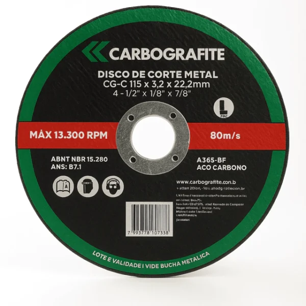 Disco De Corte Para Metais CG-C 115 x 3,2 x 22,2mm - Carbografite