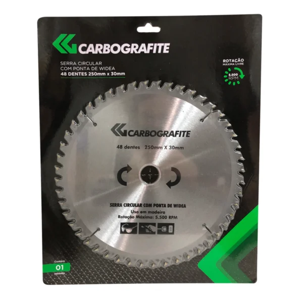 Serra Circular Para Madeira 250 X 30mm - 48 Dentes - Carbografite