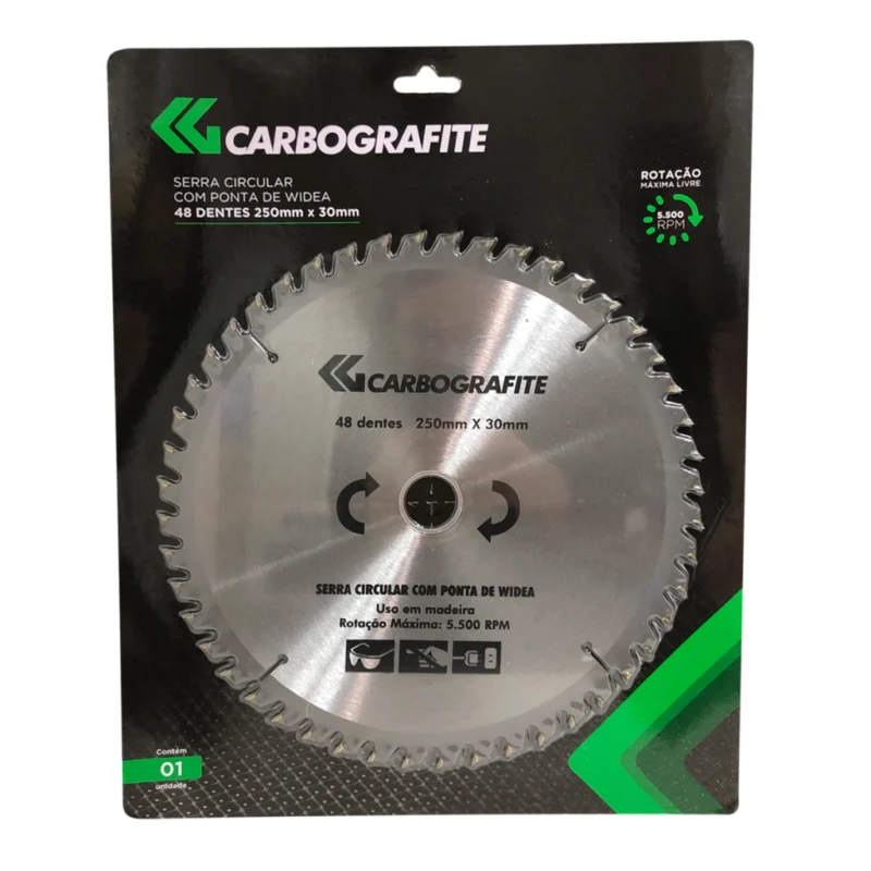 Serra Circular Para Madeira 250 X 30mm – 48 Dentes – Carbografite