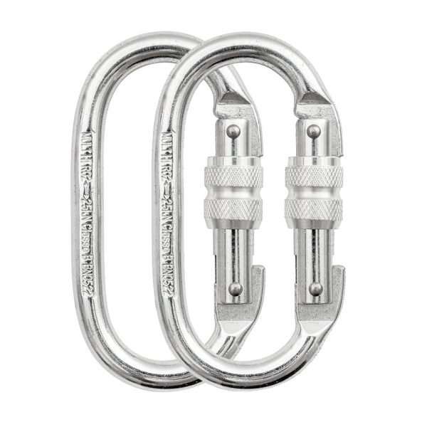 Mosquetão Oval Rosca em Aço Kit Com 2 - Mg Cinto