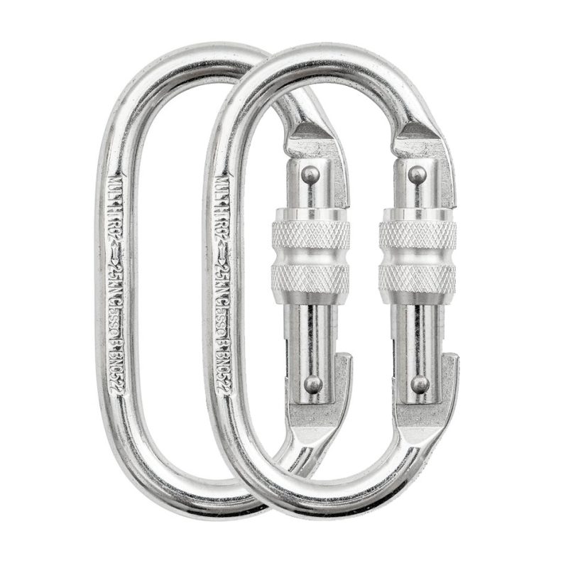 Mosquetão Oval Rosca em Aço Kit Com 2 – Mg Cinto