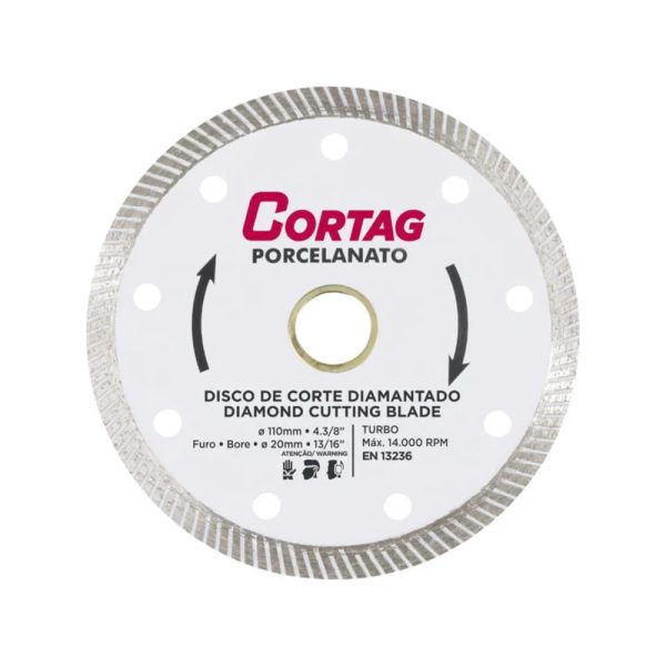 Disco De Corte Diamantado Porcelanato Turbo 110mm - Cortag