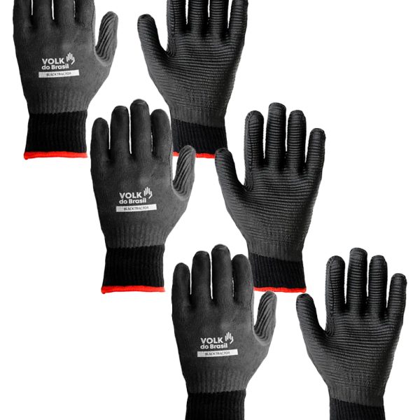 Luva de Segurança Black Tractor CA 37981 Kit 3 Pares - Volk