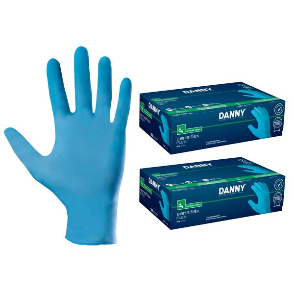 Luva Nitrílica Sensiflex Flex Azul  100un CA 42979 Kit 2 Caixas - Danny