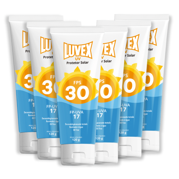 Protetor Solar Fator 30 Uva Uvb 120g Kit 6 Unid - Luvex