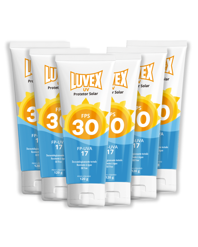 Protetor Solar Fator 30 Uva Uvb 120g Kit 6 Unid – Luvex