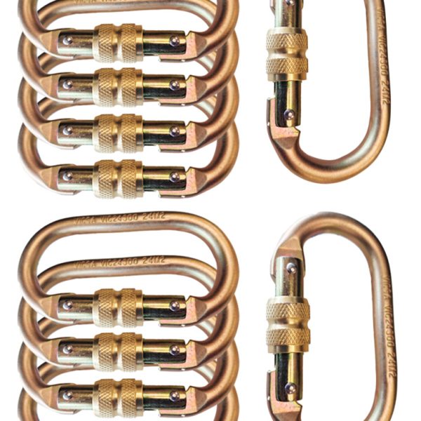 Mosquetão De Segurança Oval Dourado Kit Com 10 Unidades - Visca