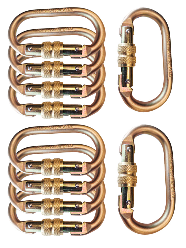 Mosquetão De Segurança Oval Dourado Kit Com 10 Unidades – Visca
