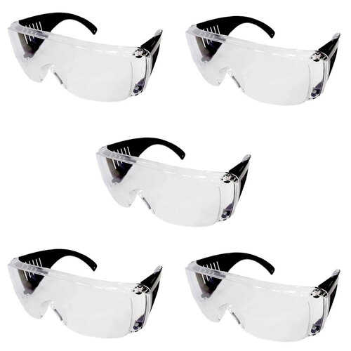 Óculos Pró Vision Incolor Haste Preta CA 6942 Kit 5 Unid - Carbografite