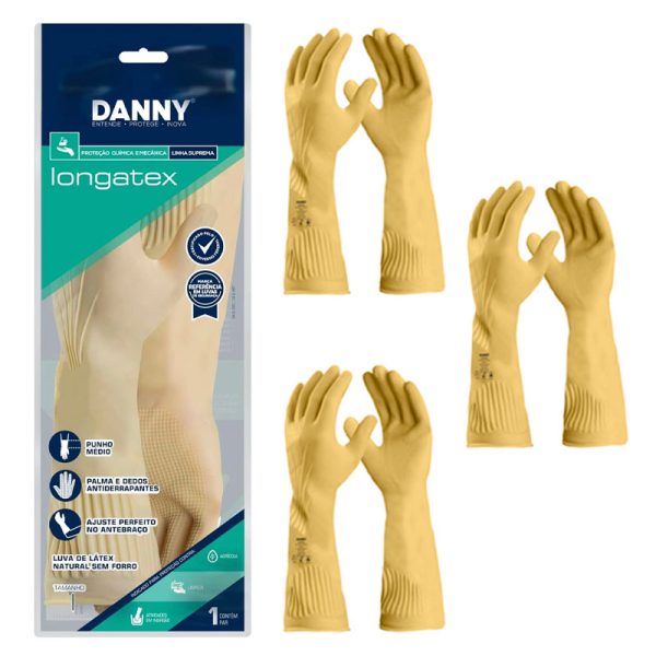Luva de Segurança Longatex CA 9567 Kit 3 Pares - Danny