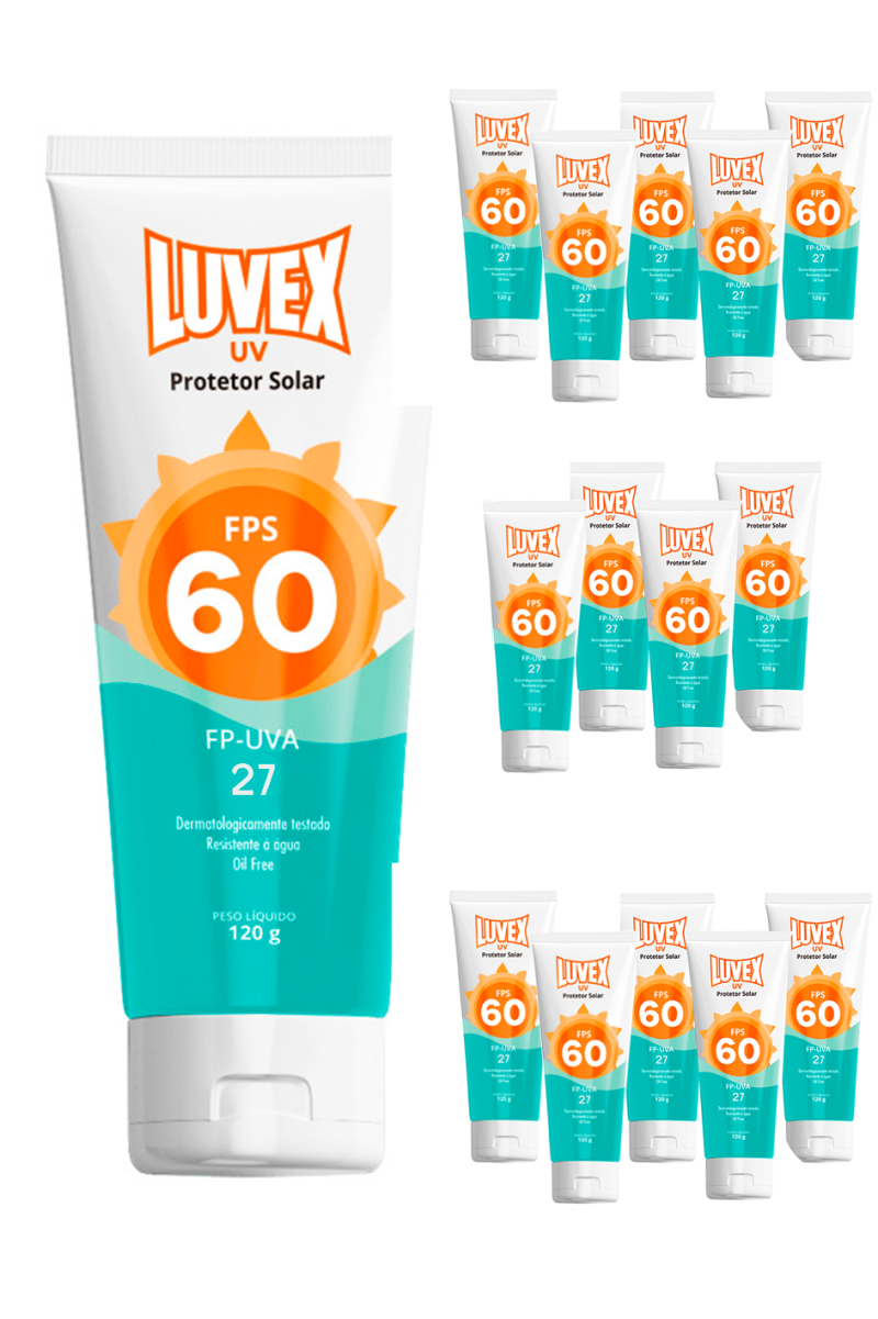 Protetor Solar Fator 60 Uva Uvb 120g Kit 15 Unid – Luvex