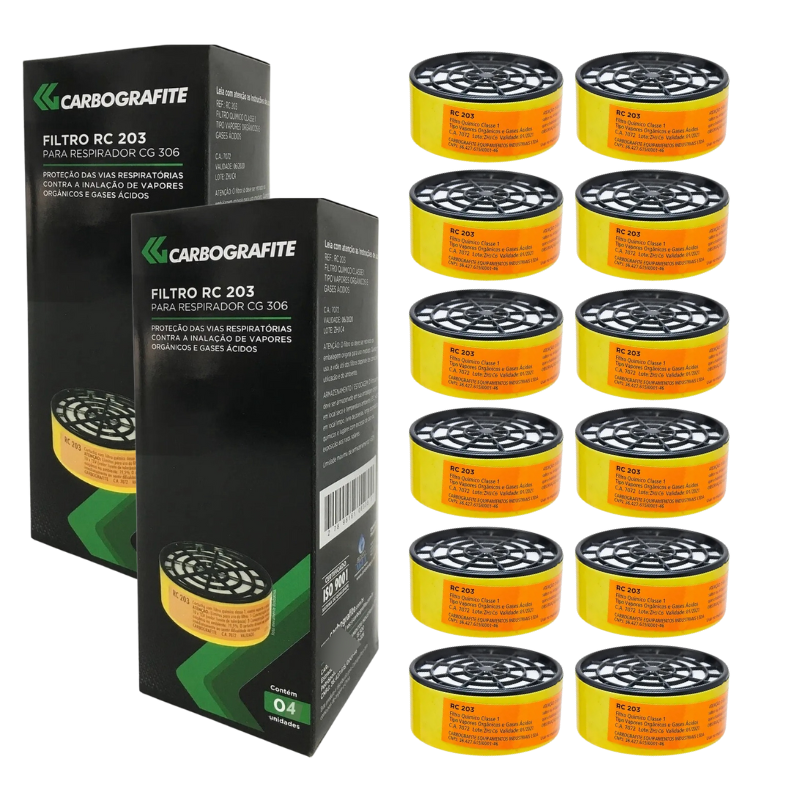 Filtro RC 203 P/ Respirador CG 306 Kit 12 Unid – Carbografite