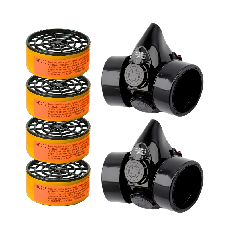 Kit com 2 Respirador Semi Facial CG 306 C/4 Filtros RC203 – Carbografite
