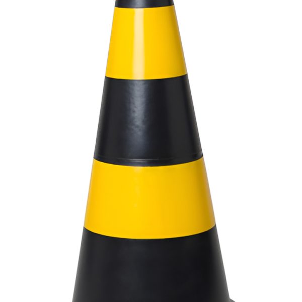 Cone Preto e Amarelo 75cm PLT - Plastcor