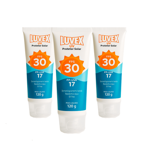 Protetor Solar Fator 30 Uva Uvb 120g Kit 3 Unid - Luvex