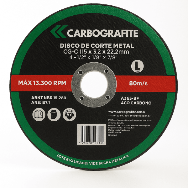 Disco De Corte Para Metais CG-C 115 x 3,2 x 22,2mm - Carbografite
