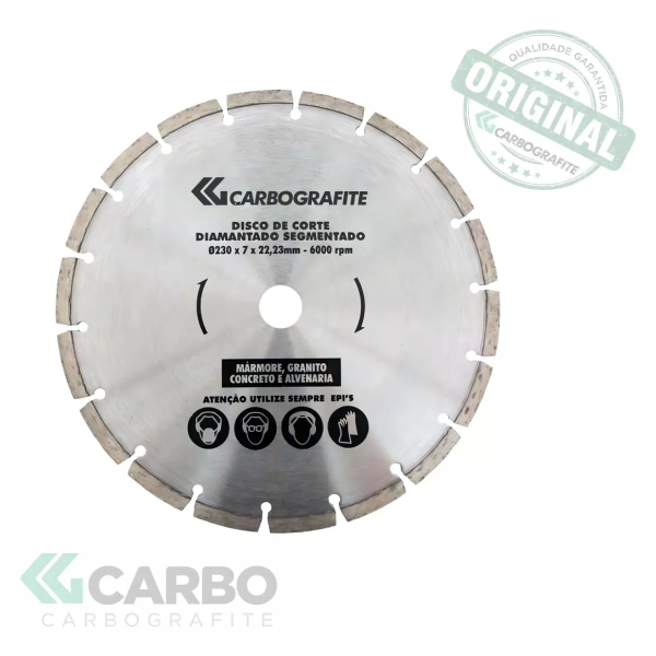 Disco Corte Diamantado Segmentado  230 x 7 x 22,23mm - Carbografite