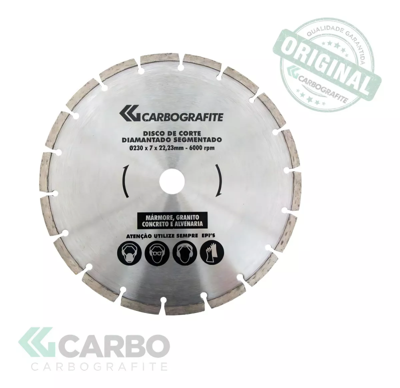 Disco Corte Diamantado Segmentado  230 x 7 x 22,23mm – Carbografite
