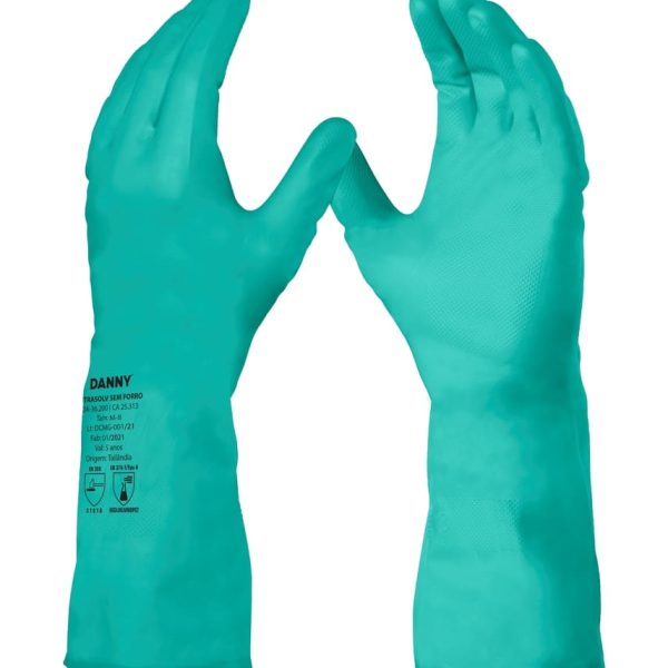 Luva Nitrasolv Verde Com Forro CA 25313 Kit 24 Pares - Danny