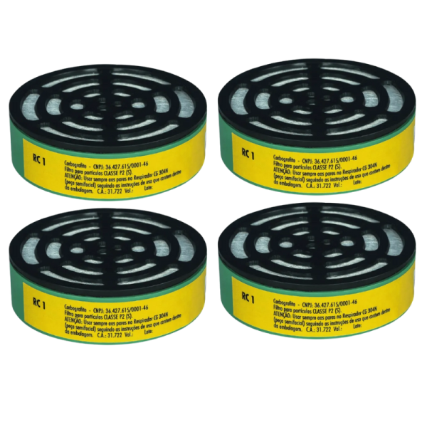 Filtro RC 1 P/ Respirador Cg 304n Kit 4 Unid - Carbografite